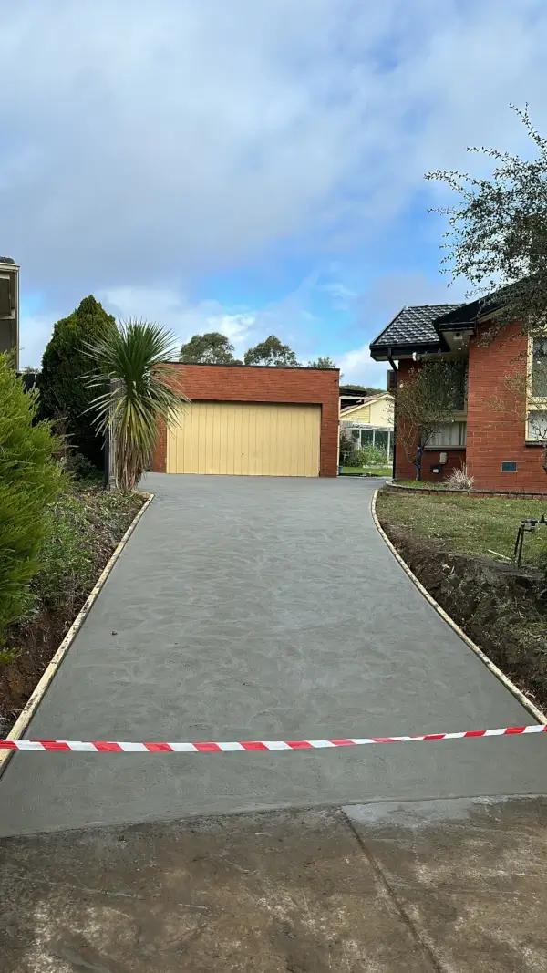 Stipled finished concrete driveway