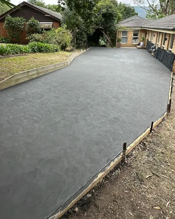 Stipled finished concrete driveway