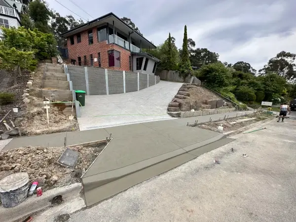 Exposed aggregate concrete stairs