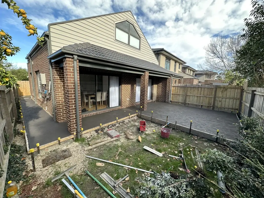 Concrete back patio and walkway