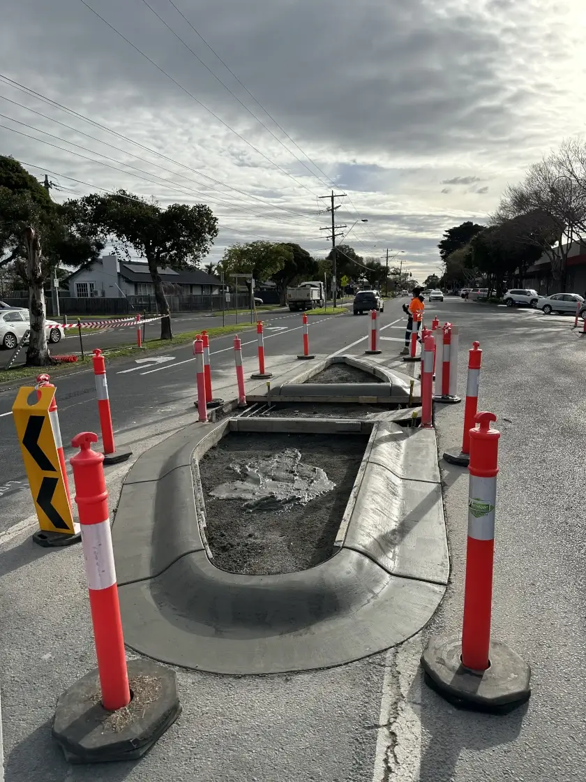 concrete traffic island